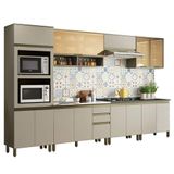 Cozinha Completa 7 Peças Connect Duna-cristal Com Aéreo Vidro E Torre Quente 2 Fornos - Móveis Henn Duna-cristal