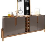 Buffet Aparador Lizz 190cm 4 Portas Com Adega Cinza Pérola-cedro - Casa D Cinza Pérola-cedro