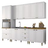 Cozinha Completa 5 Peças Americana Branco Com Torre Quente E Tampo Nature - Móveis Henn Branco
