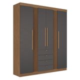 Guarda Roupa Aurora 4.4 Ripado 4 Portas E 4 Gavetas Jatobá-grafite - Santos Andirá Jatobá-grafite