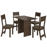 Mesa De Jantar Karla 108x68 Com Tampo Em Mdp E 4 Cadeiras Noce-cacau - Indekés Noce-cacau