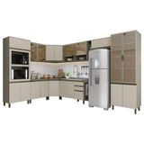 Cozinha Completa De Canto 11 Peças Connect Duna-cristal Com Cristaleira - Móveis Henn Duna-cristal