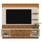 Estante Home Guaíba 200cm Pérola Metalizado-amêndoa Para Tv Até 65? - Mobler Pérola Metalizado-amêndoa