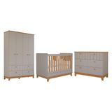 Dormitório Infantil Biscoito Guarda Roupa, Cômoda E Berço Fendi-nature - Permóbili Baby Fendi-nature