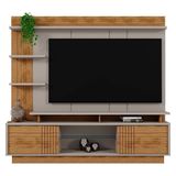 Estante Home Vinhedos 200cm Grigio Fosco-amêndoa Para Tv Até 65? - Mobler Grigio Fosco-amêndoa