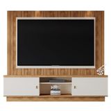 Estante Home Santos 201,2cm Pérola Metalizado-amêndoa Para Tv Até 70? - Mobler Pérola Metalizado-amêndoa