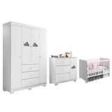 Dormitório Infantil Ane Guarda Roupa, Cômoda E Berço Mel Branco - Phoenix Baby Branco