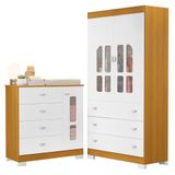 Jogo De Quarto Infantil New Katatau Guarda Roupa E Cômoda Branco Fosco-savana - Reller Móveis Branco Fosco-savana
