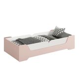 Cama Evolutiva Zaki Rosa Fosco, 2 Kits Proteção Lateral Lisa E Colchão D20 - Reller Móveis Rosa Fosco
