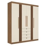 Guarda Roupa Aurora 4.4 Ripado 4 Portas E 4 Gavetas Jatobá-areia - Santos Andirá Jatobá-areia