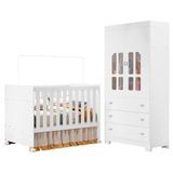 Jogo De Quarto Infantil New Katatau Guarda Roupa E Berço Mini Cama Branco Fosco - Reller Móveis Branco Fosco