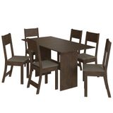Mesa De Jantar Karla 150x76 Com Tampo Em Mdp E 6 Cadeiras Noce-cacau - Indekés Noce-cacau