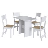 Mesa De Jantar Karla 108x68 Com Tampo Em Mdp E 4 Cadeiras Branco-bege - Indekés Branco-bege