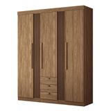 Guarda Roupa Aurora 3.3 Ripado 3 Portas E 3 Gavetas Jatobá - Santos Andirá Jatobá