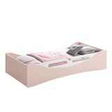 Cama Evolutiva Luna Rosa Fosco Com Proteção Lateral Usinada E Colchão D20 - Reller Móveis Rosa Fosco
