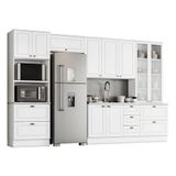 Cozinha Completa Americana 5 Peças Com Cristaleira Branco - Móveis Henn Branco