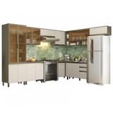 Cozinha Completa De Canto 9 Peças Connect Duna-cristal Com Cristaleira - Móveis Henn Duna-cristal