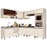 Cozinha Completa De Canto 11 Peças Connect Off White - Móveis Henn Off White