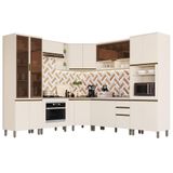 Cozinha Completa De Canto 10 Peças Connect Off White Com Balcão Forno De Embutir - Móveis Henn Off White
