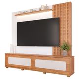 Estante Home Theater Marrocos Cinamomo-branco Acetinado Para Tv Até 84? - Permóbili Cinamomo-branco Acetinado