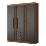 Guarda Roupa Aurora 3.3 Ripado 3 Portas E 3 Gavetas Jatobá-grafite - Santos Andirá Jatobá-grafite