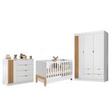 Dormitório Infantil Ayla Guarda Roupa, Cômoda E Berço Branco Acetinado - Phoenix Baby Branco Acetinado