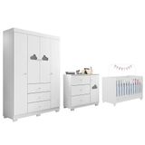 Dormitório Infantil Ane Guarda Roupa, Cômoda E Berço Encanto Branco - Phoenix Baby Branco