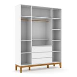Guarda Roupa Infantil 4 Portas E 3 Gavetas Nature Clean Branco Soft-eco Wood - Matic Móveis Branco Soft-eco Wood