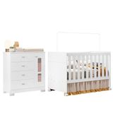 Jogo De Quarto Infantil New Katatau Cômoda E Berço Mini Cama Branco Brilho - Reller Móveis Branco Brilho