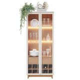 Cristaleira Guanabara 2 Portas De Vidro Com Adega Off White-freijó - Pr Móveis Off White-freijó
