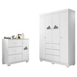 Jogo De Quarto Infantil Ane Com Guarda Roupa E Cômoda Branco - Phoenix Baby Branco