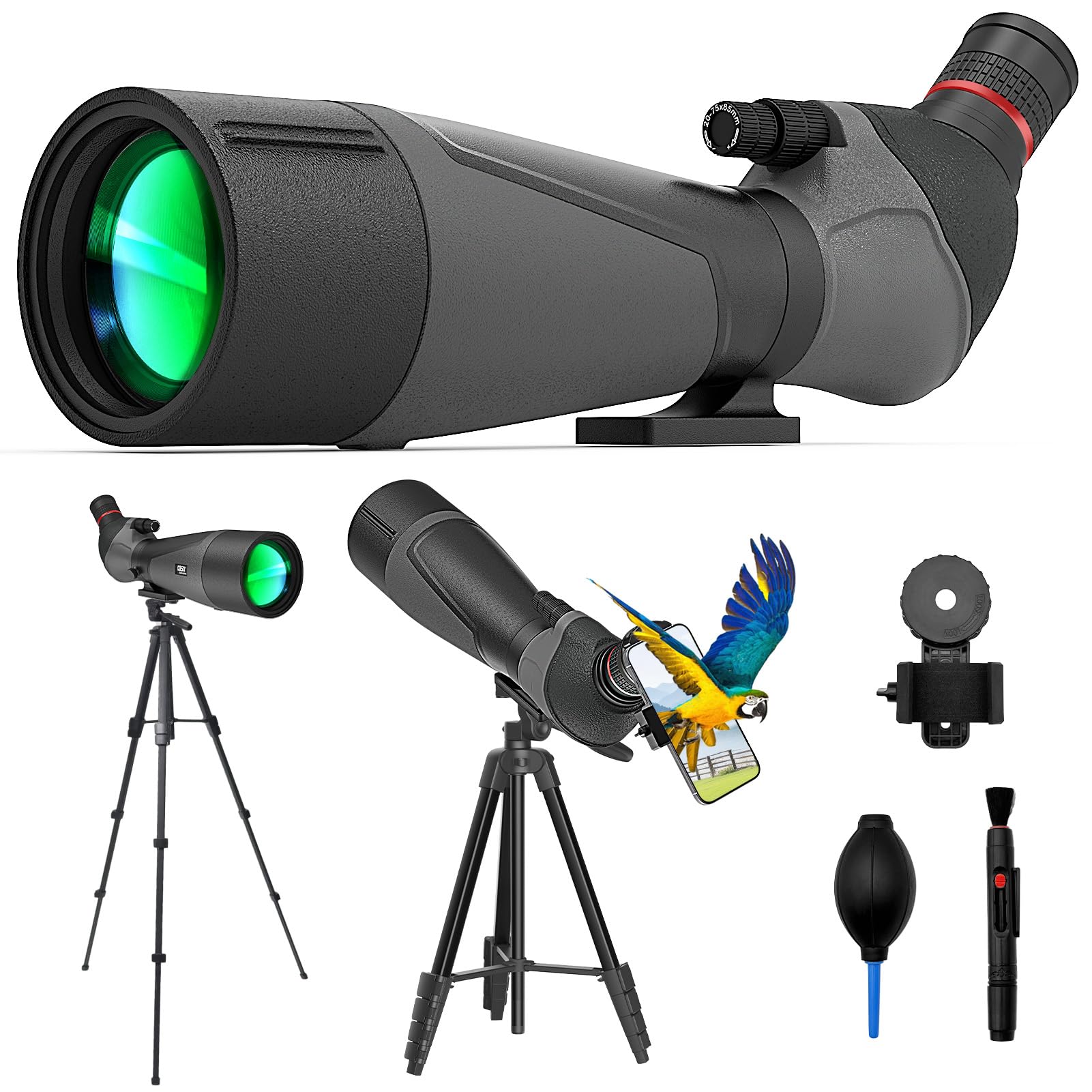 Spotting Scope Gosky 20-60x85 Com Tripé, Adaptador De Telefone