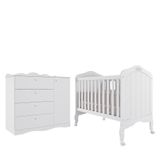 Jogo De Quarto Infantil Cômoda Encanto E Berço Harmonia Branco - Permóbili Baby Branco