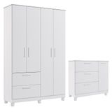 Jogo De Quarto Infantil Jujuba Guarda Roupa E Cômoda Branco - Permóbili Baby Branco