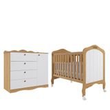 Jogo De Quarto Infantil Cômoda Encanto E Berço Harmonia Nature-branco - Permóbili Baby Nature-branco