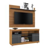 Rack Bancada Yara Com Painel Maia Noce Milano-preto Fosco Para Tv Até 55? - Colibri Noce Milano-preto Fosco