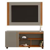 Rack Bancada Toledo Com Painel Fresno Grigio-cinamomo Mel Para Tv Até 60? - Mobler Grigio-cinamomo Mel