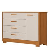 Cômoda Infantil Zaki 1 Porta E 4 Gavetas Areia Fosco-savana - Reller Móveis Areia Fosco-savana