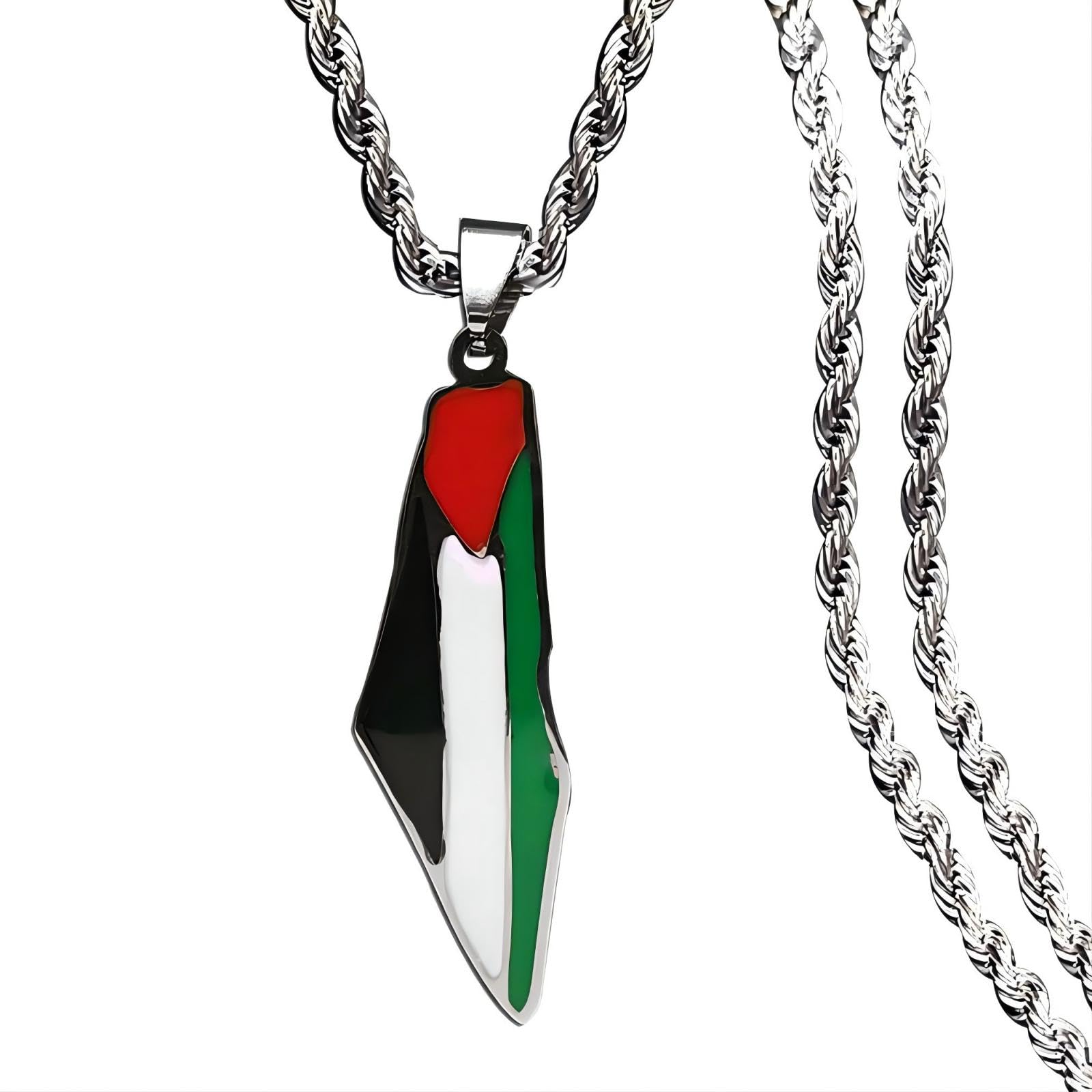 Colar Penpot Palestine Map Pendant Em Aço Inoxidável