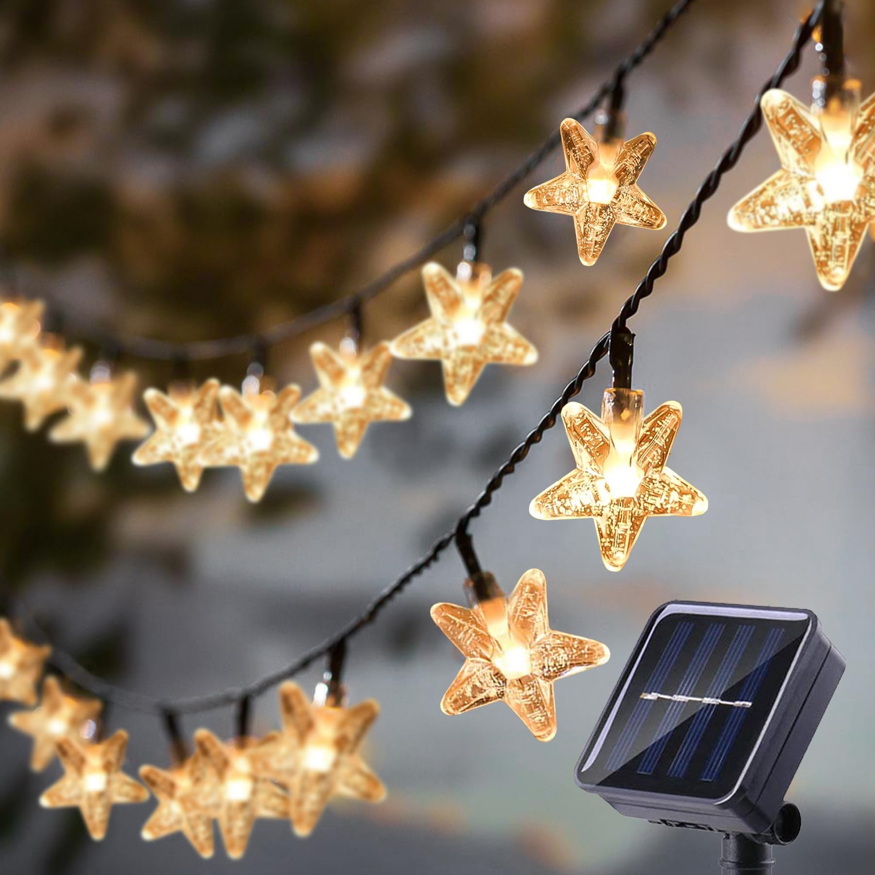 Fairy Lights L Lampop Alimentado Por Energia Solar 20 Led Crystal Star Ip65
