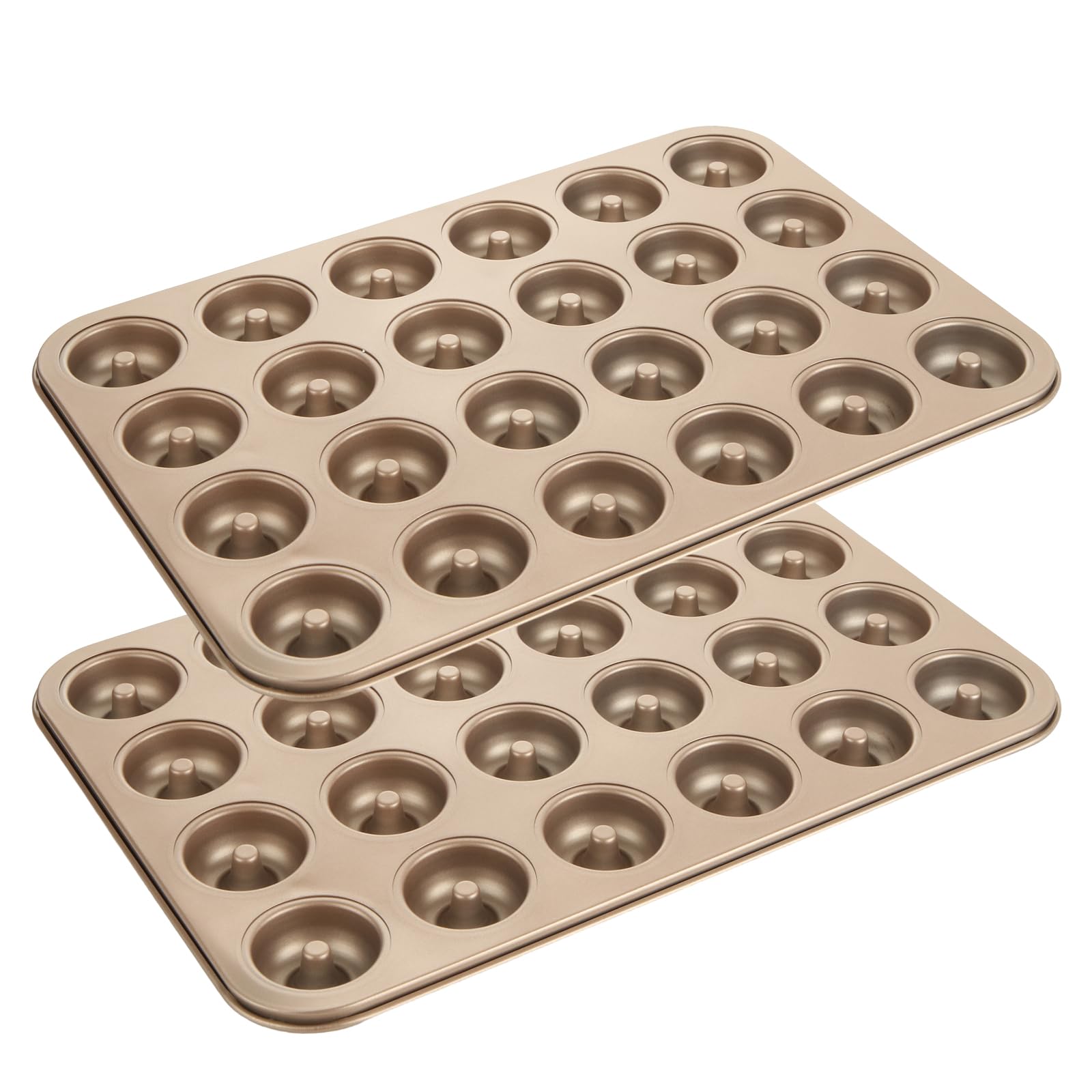 Mini Donut Pan Buff, 24 Cavidades, Antiaderente, Aço Carbono, Pacote Com 2