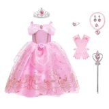 Vestido Costume Princess Aurora Com Acessórios Para Meninas 4-5t