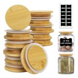 Tampas De Bambu Para Copos De Vidro Frascos De Iogurte Yitoba Oui 12 Unidades
