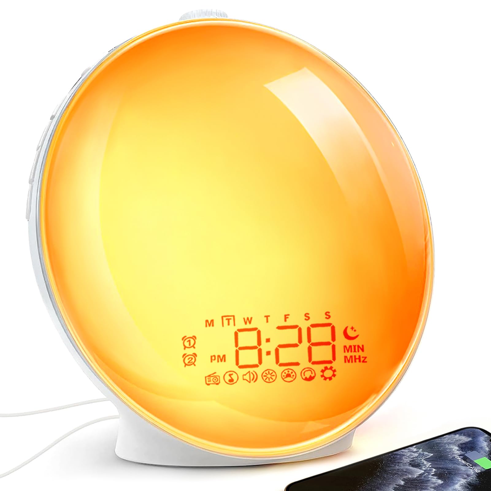 Sunrise Alarm Clock Taofwter Wake Up Light Com Máquina De Som