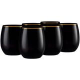 Taças De Vinho Bluesky Elegant Stemless Black Com Borda Dourada 360ml