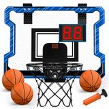 Cesta De Basquete De Salão Hyes Mini Com Placar E 3 Bolas Azuis