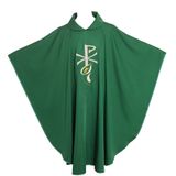 Chasuble Blessume, Mistura De Algodão Verde, Tecido De Trigo Bordado
