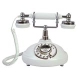 Telefone Fixo Com Fio Telpal Retro Vintage White Rotary Dial