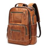 Mochila Lannsyne Vintage De Couro Genuíno 24l Para Homens
