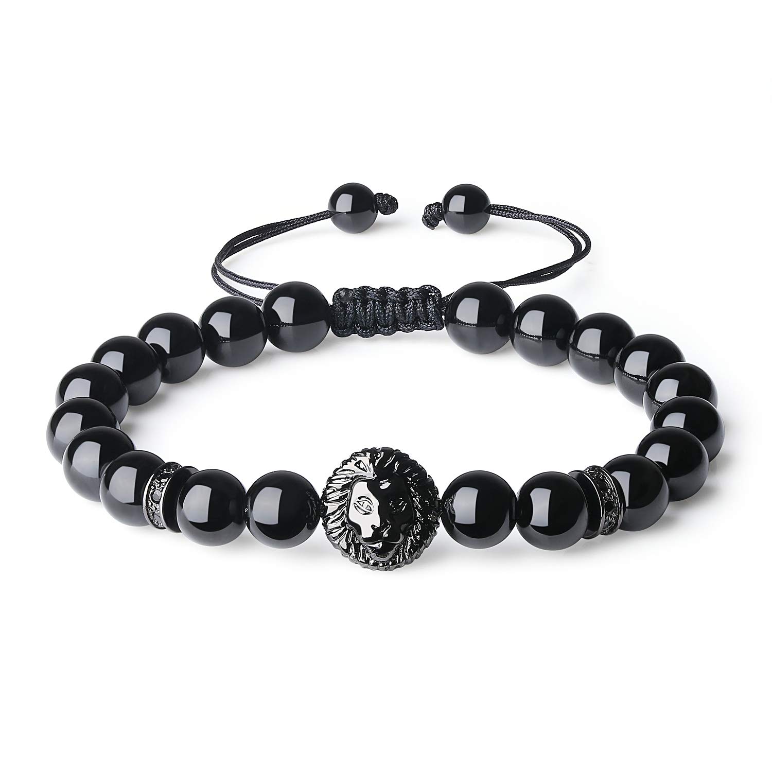 Pulseira Coai Lion Jewelry Stone Beaded Black Turmaline
